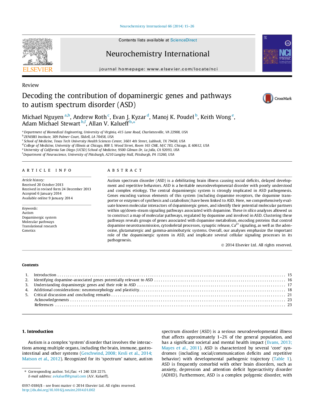 Decoding the contribution of dopaminergic genes and pathways to autism spectrum disorder (ASD)