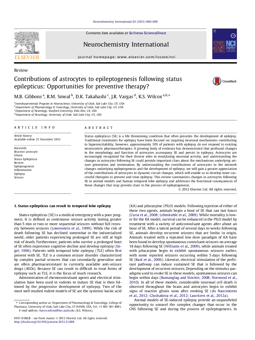 Contributions of astrocytes to epileptogenesis following status epilepticus: Opportunities for preventive therapy?