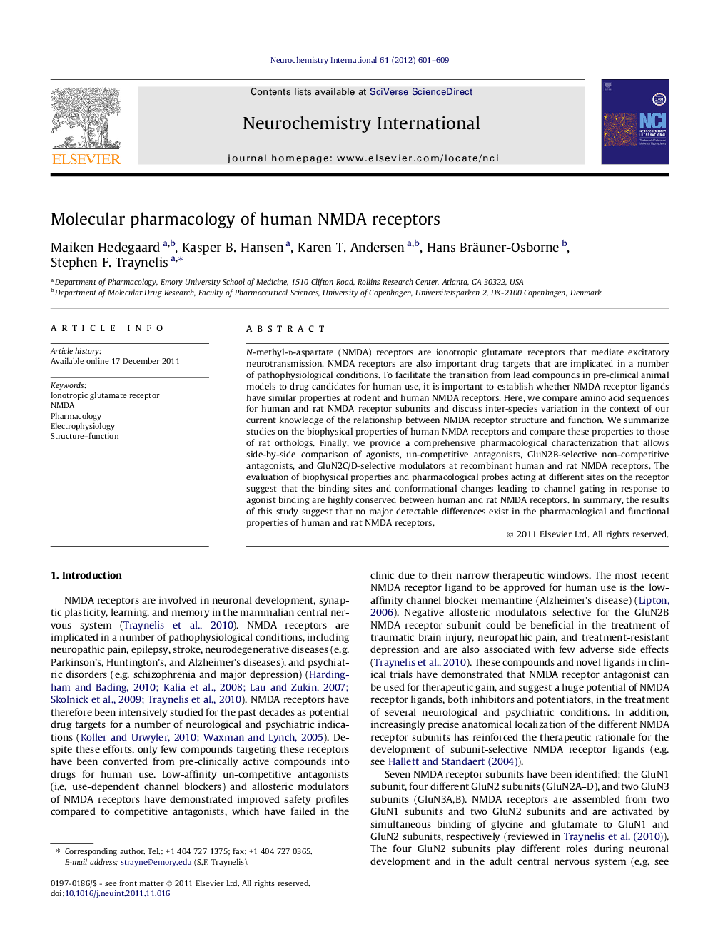 Molecular pharmacology of human NMDA receptors