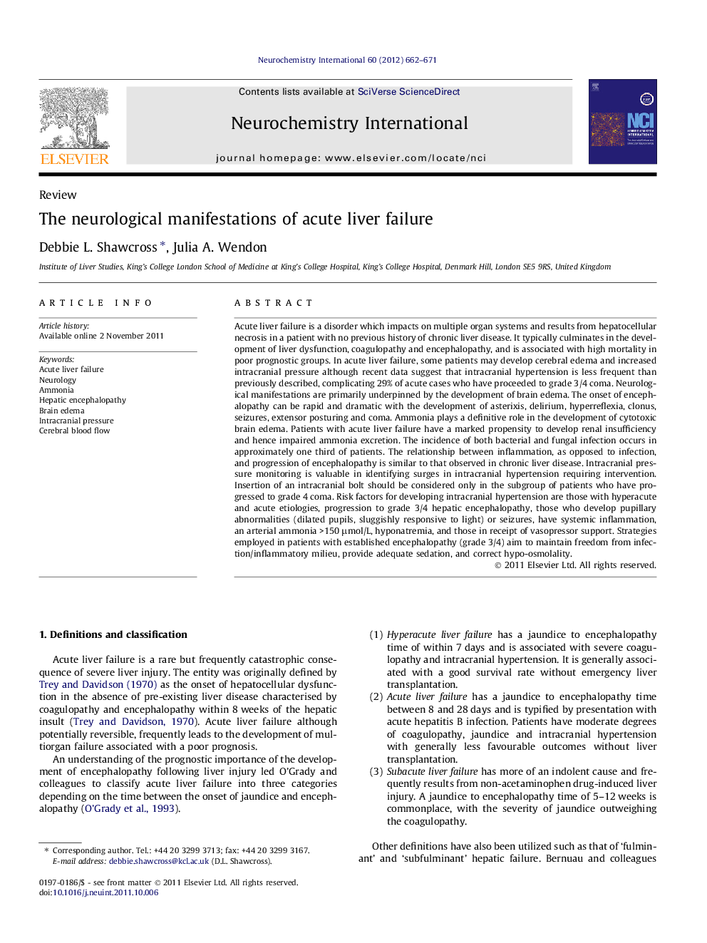 The neurological manifestations of acute liver failure