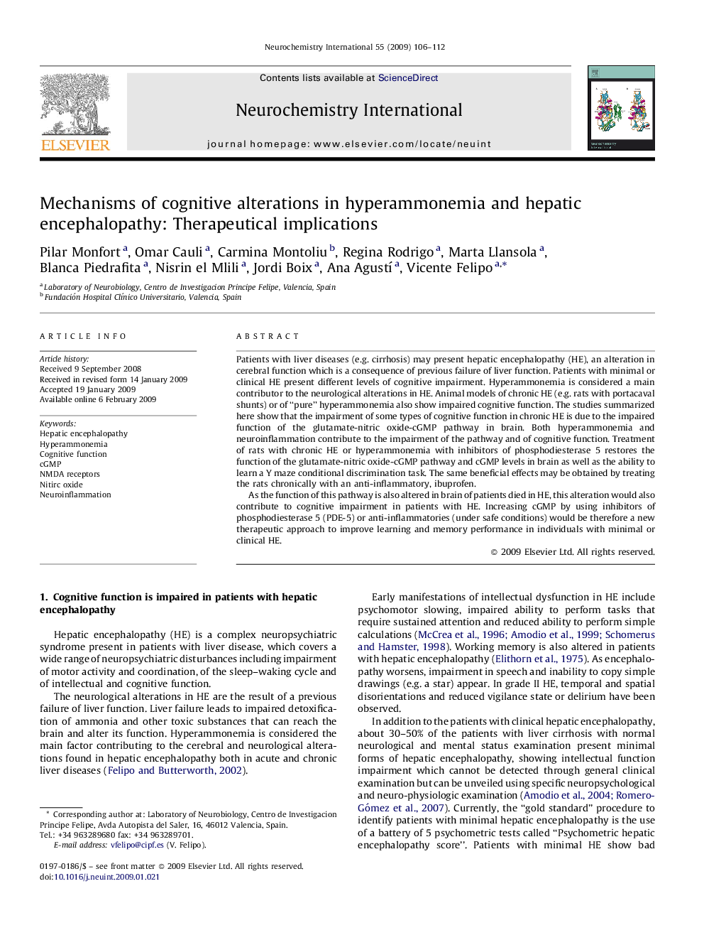 Mechanisms of cognitive alterations in hyperammonemia and hepatic encephalopathy: Therapeutical implications