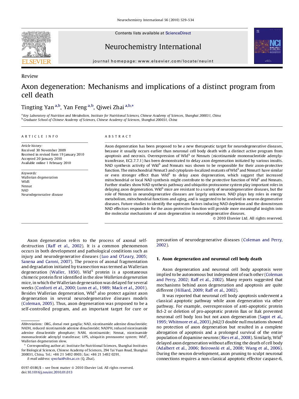 Axon degeneration: Mechanisms and implications of a distinct program from cell death