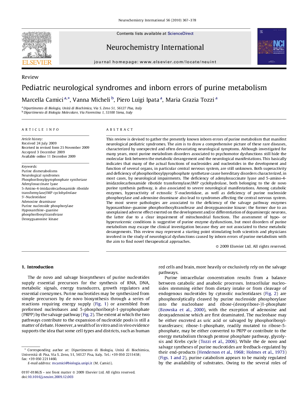 Pediatric neurological syndromes and inborn errors of purine metabolism