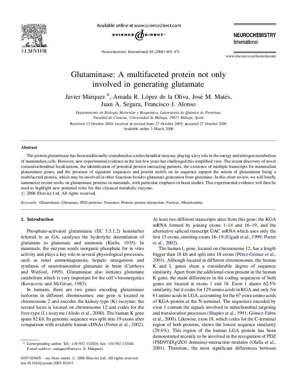 Glutaminase: A multifaceted protein not only involved in generating glutamate