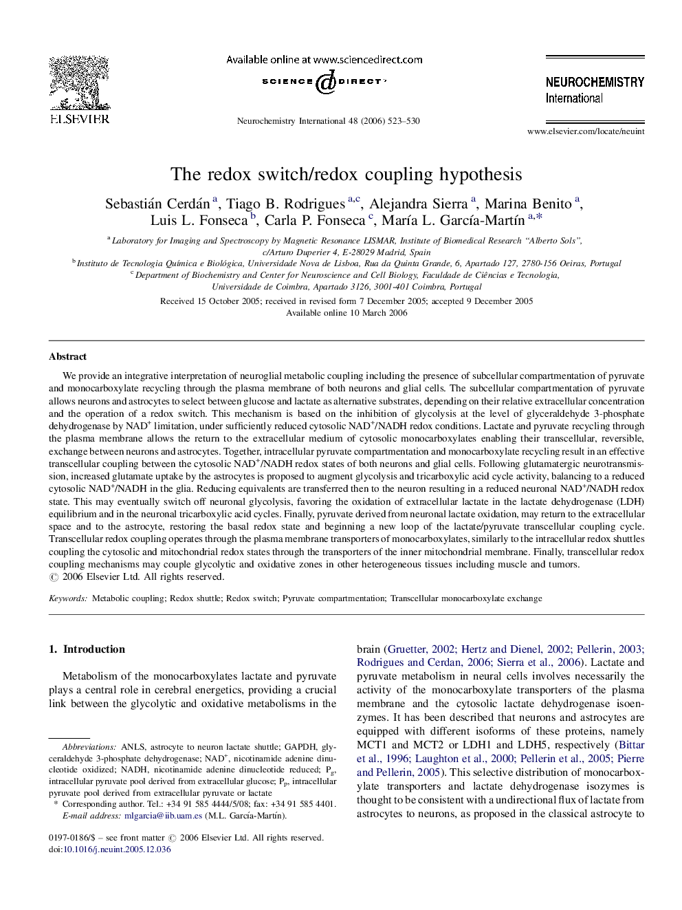 The redox switch/redox coupling hypothesis