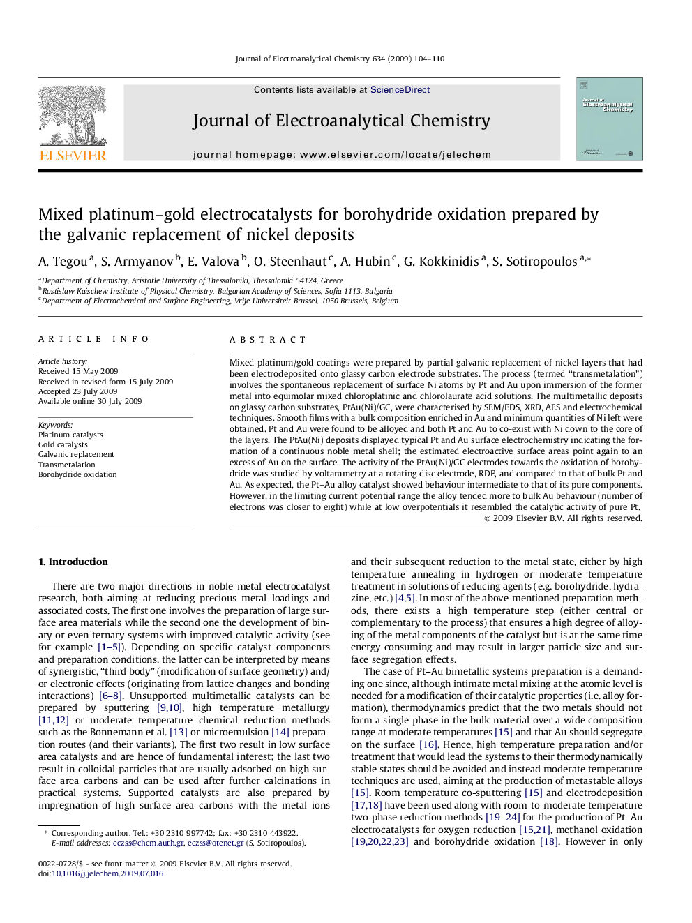 Mixed platinum–gold electrocatalysts for borohydride oxidation prepared by the galvanic replacement of nickel deposits