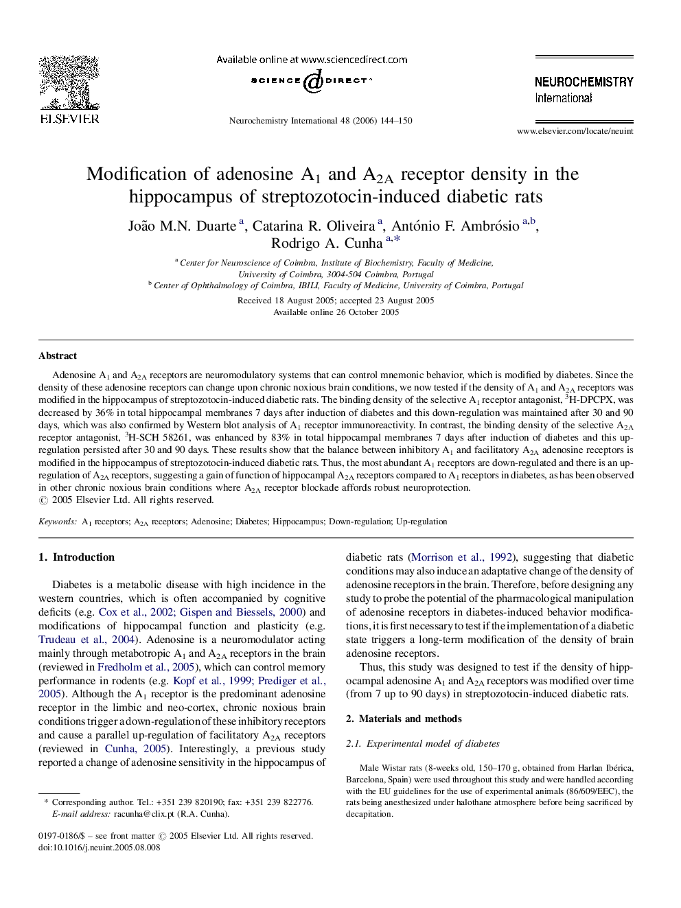 Modification of adenosine A1 and A2A receptor density in the hippocampus of streptozotocin-induced diabetic rats