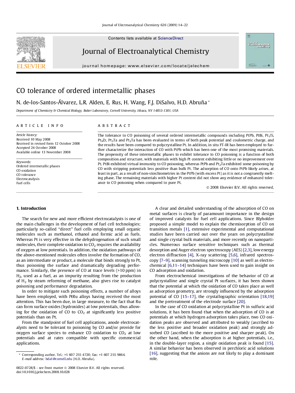 CO tolerance of ordered intermetallic phases