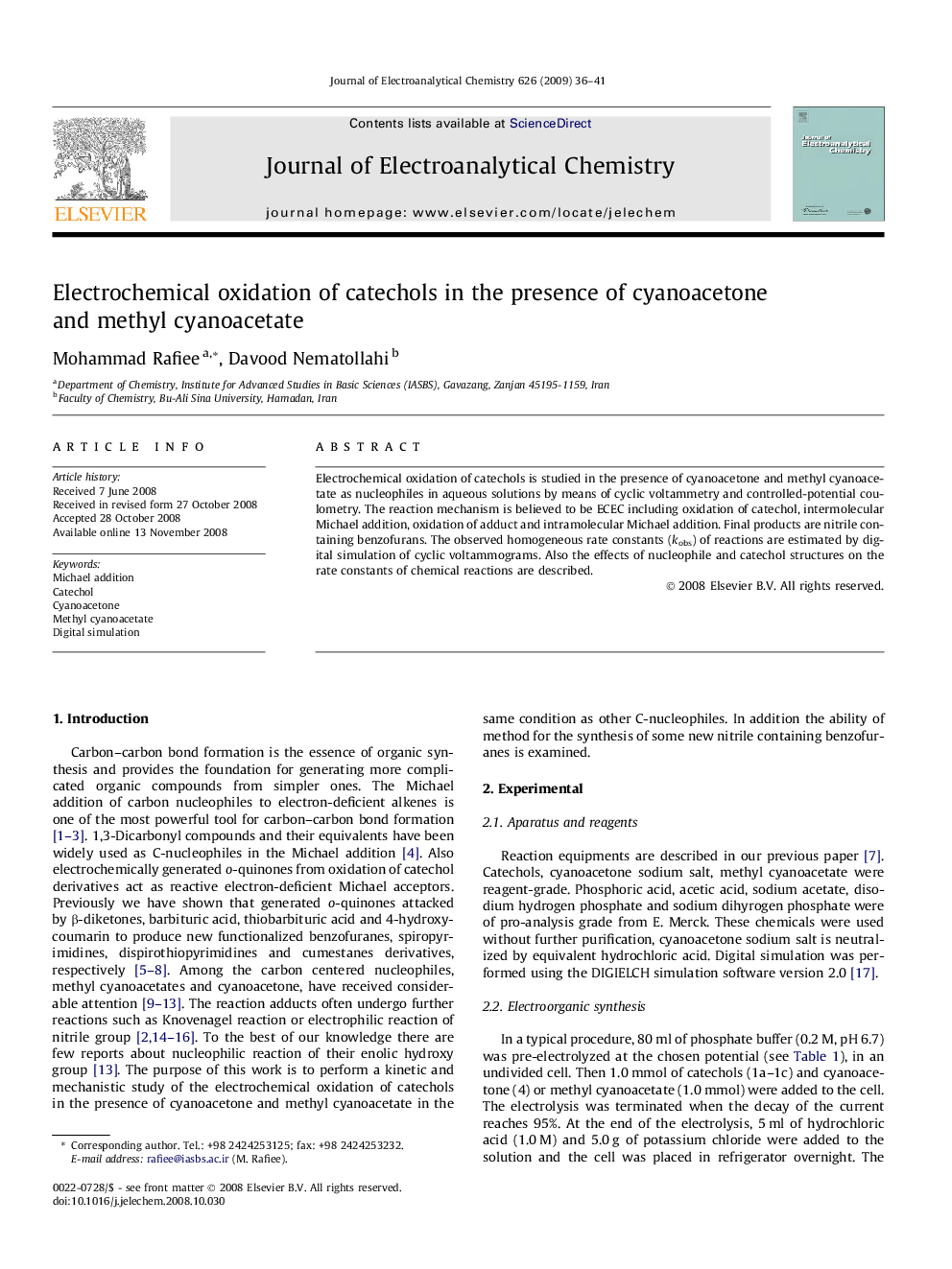 Electrochemical oxidation of catechols in the presence of cyanoacetone and methyl cyanoacetate