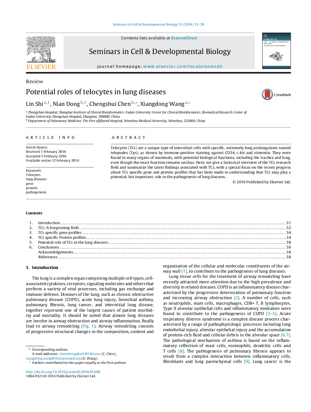 Potential roles of telocytes in lung diseases