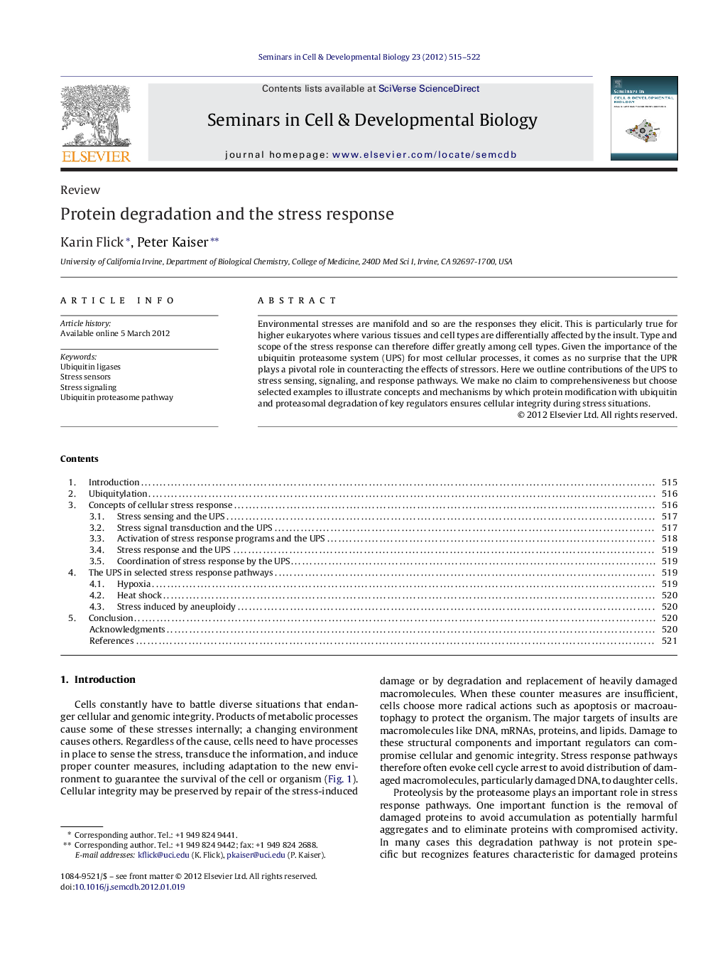 Protein degradation and the stress response