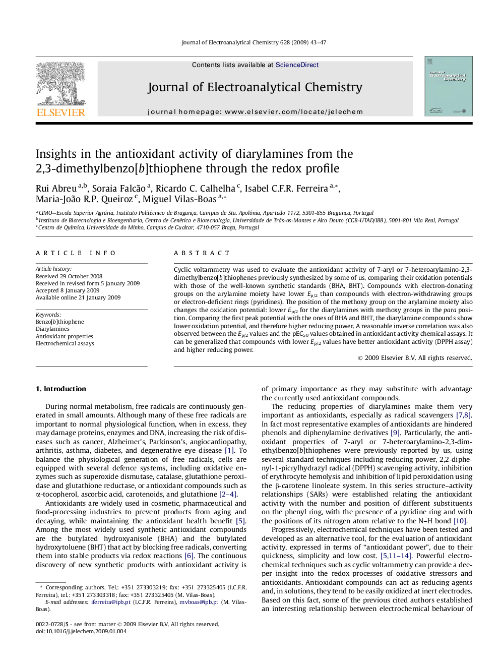 Insights in the antioxidant activity of diarylamines from the 2,3-dimethylbenzo[b]thiophene through the redox profile