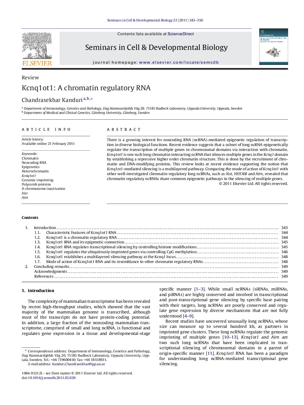 Kcnq1ot1: A chromatin regulatory RNA