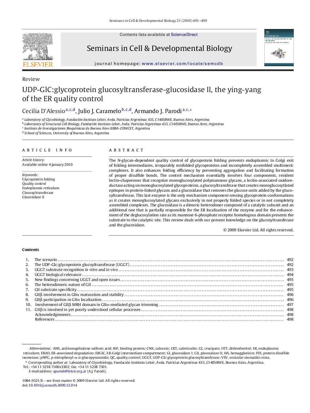 UDP-GlC:glycoprotein glucosyltransferase-glucosidase II, the ying-yang of the ER quality control