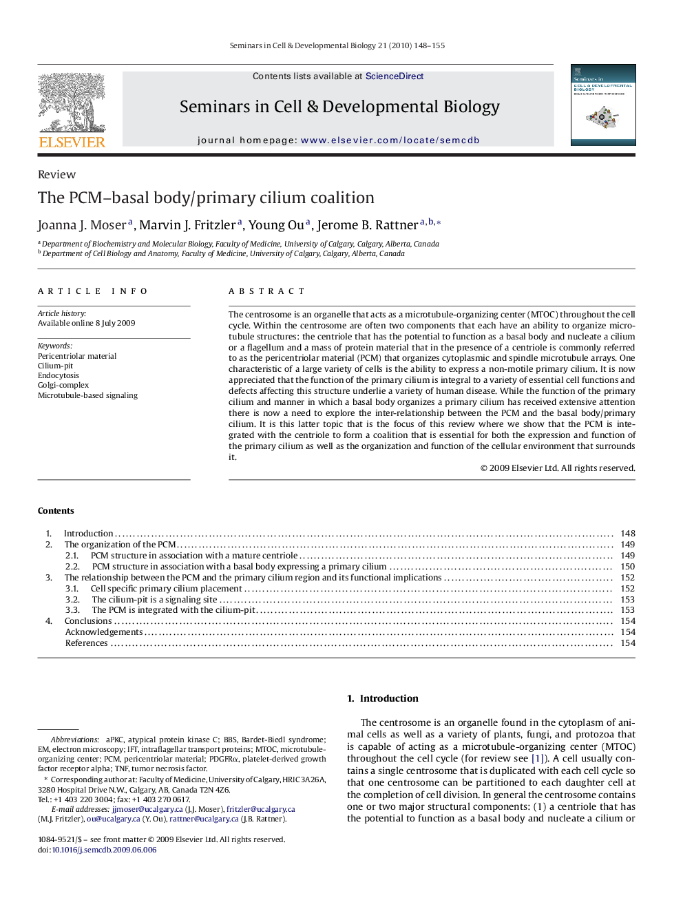 The PCM–basal body/primary cilium coalition