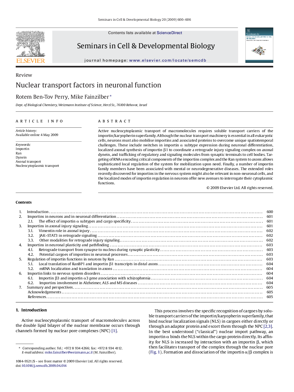 Nuclear transport factors in neuronal function