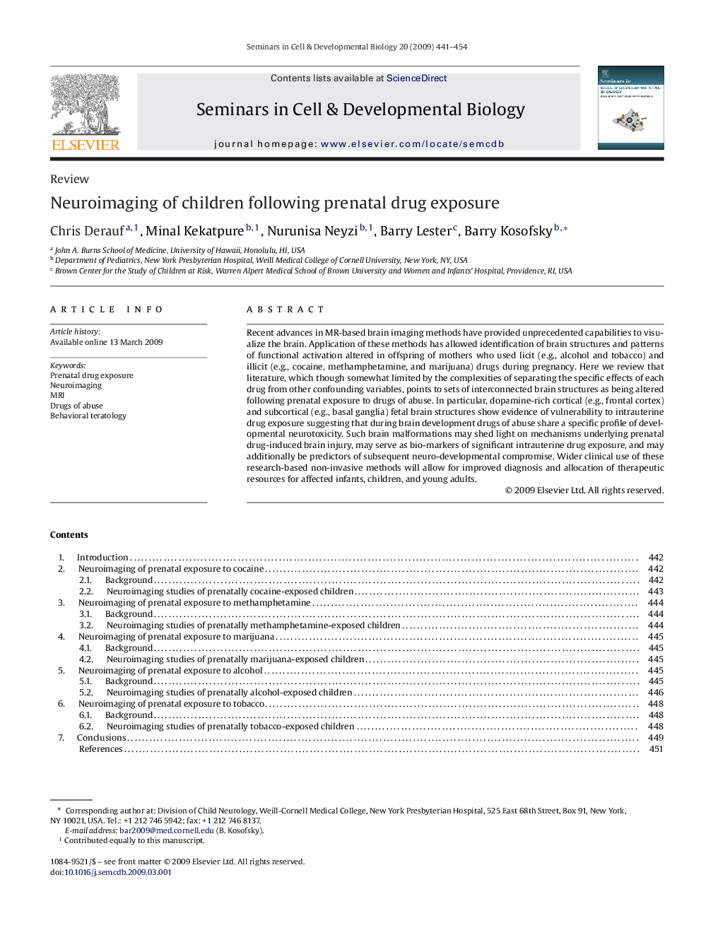 Neuroimaging of children following prenatal drug exposure