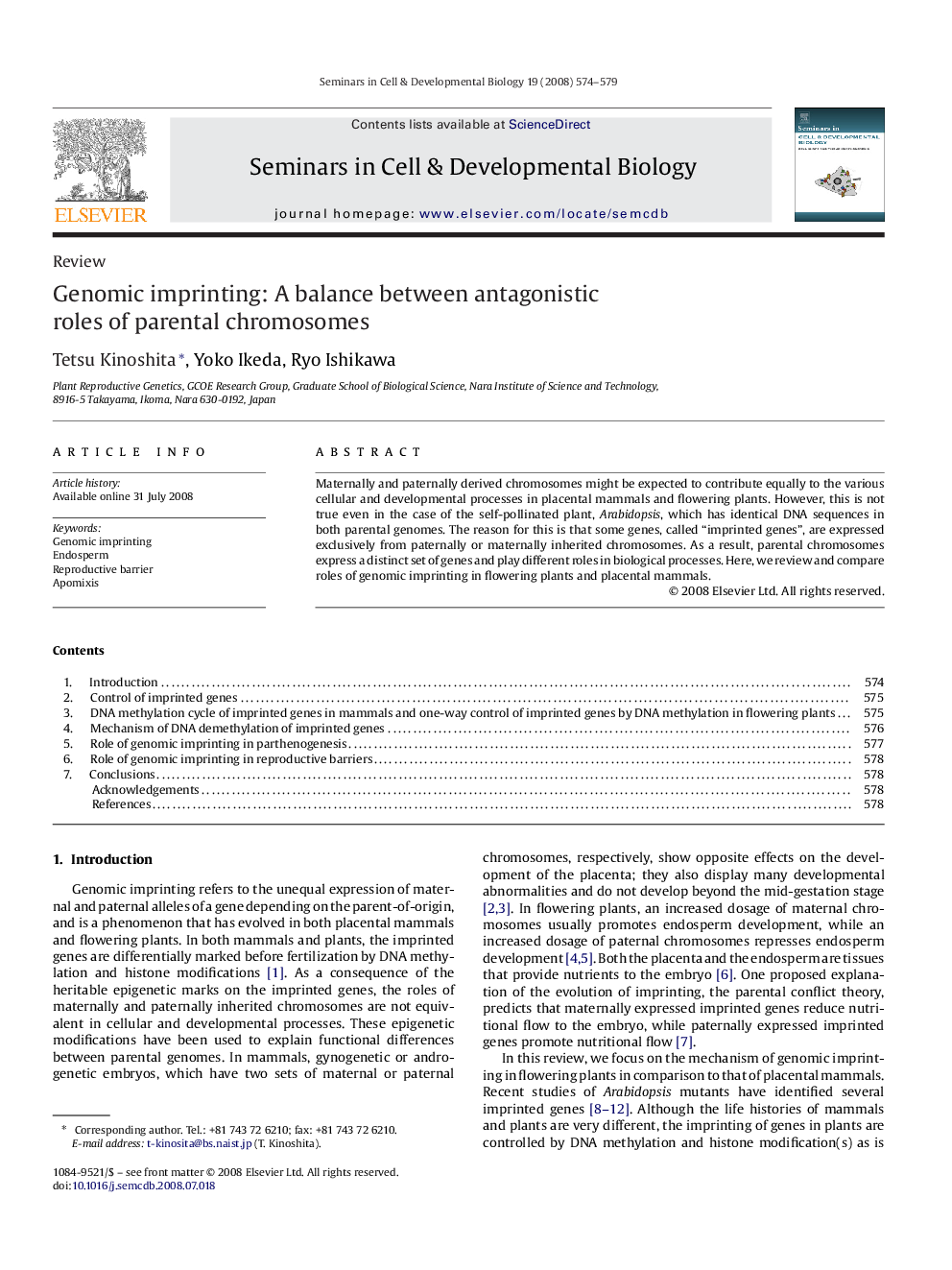 Genomic imprinting: A balance between antagonistic roles of parental chromosomes