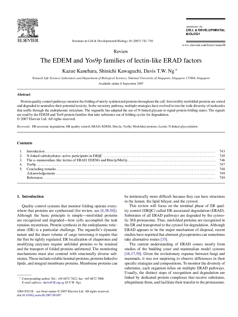 The EDEM and Yos9p families of lectin-like ERAD factors