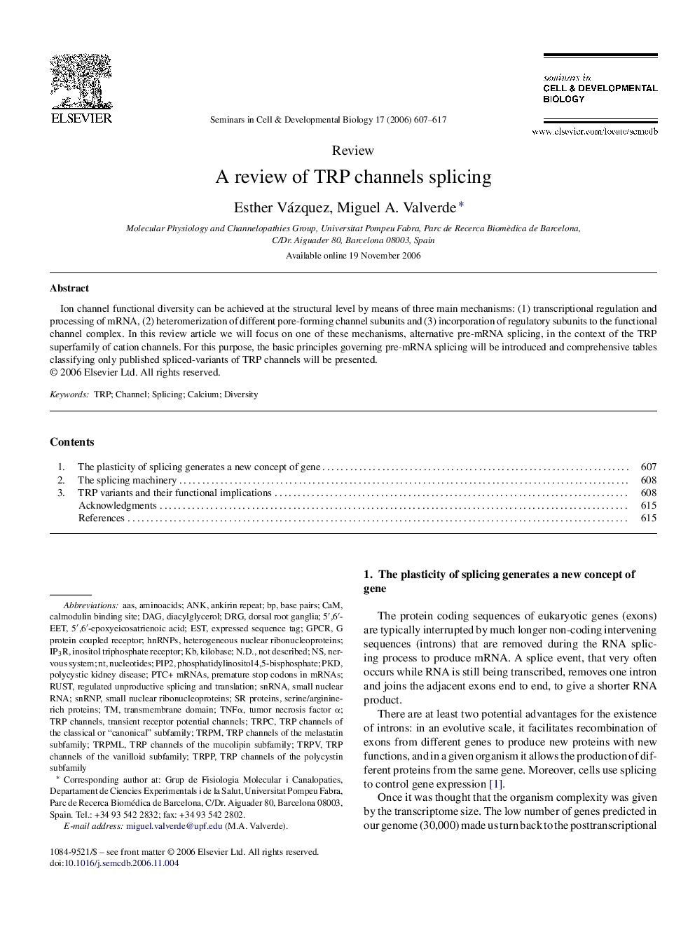 A review of TRP channels splicing