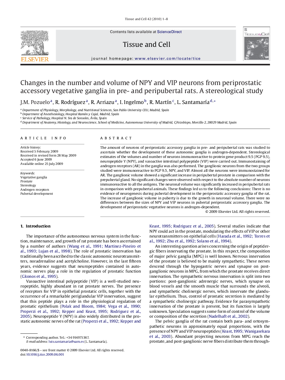 Changes in the number and volume of NPY and VIP neurons from periprostatic accessory vegetative ganglia in pre- and peripubertal rats. A stereological study