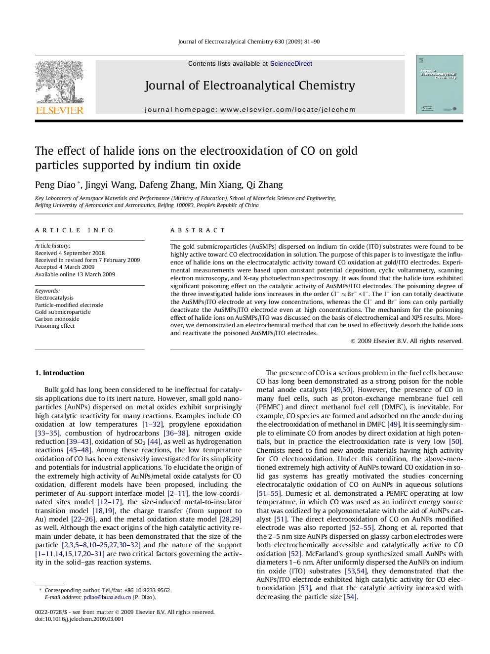 The effect of halide ions on the electrooxidation of CO on gold particles supported by indium tin oxide