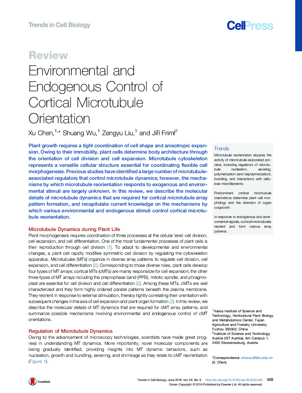 Environmental and Endogenous Control of Cortical Microtubule Orientation