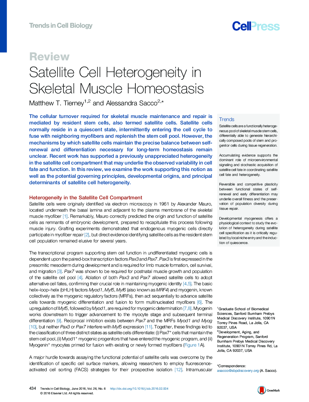 Satellite Cell Heterogeneity in Skeletal Muscle Homeostasis