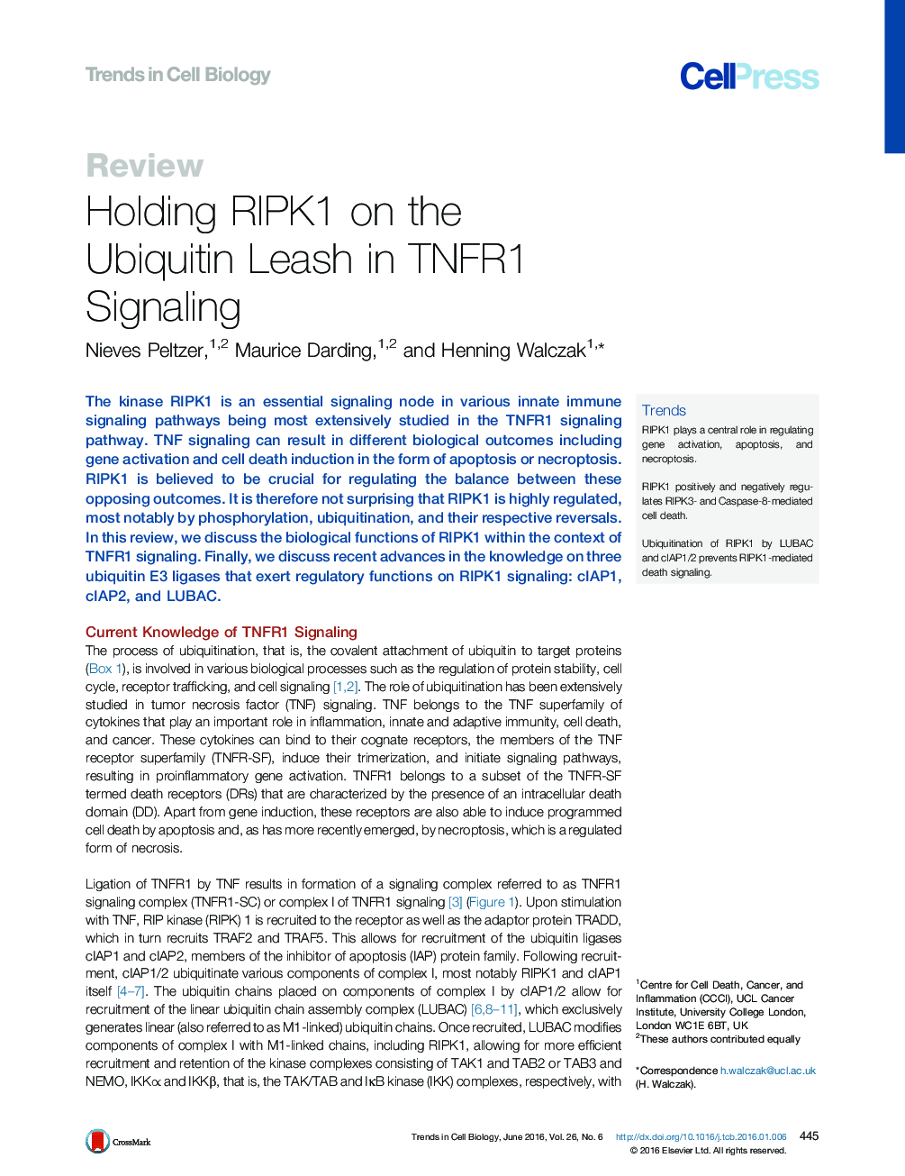 Holding RIPK1 on the Ubiquitin Leash in TNFR1 Signaling