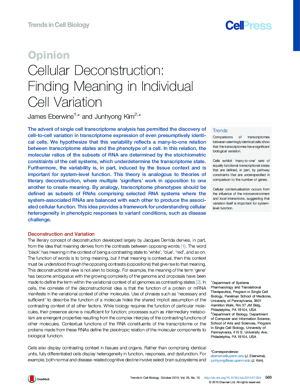 Cellular Deconstruction: Finding Meaning in Individual Cell Variation