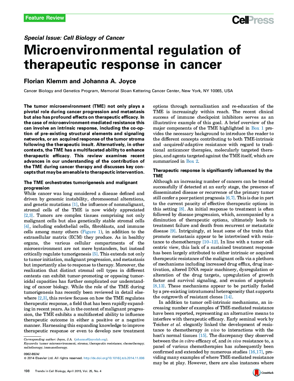 Microenvironmental regulation of therapeutic response in cancer