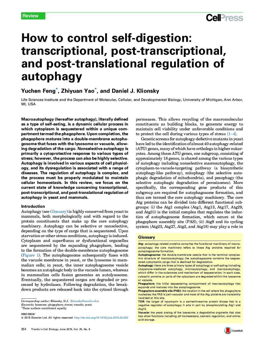 How to control self-digestion: transcriptional, post-transcriptional, and post-translational regulation of autophagy