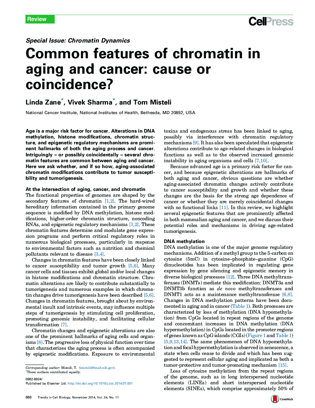 ویژگی های مشترک کروماتین در پیری و سرطان: علت یا اتفاقی؟ 