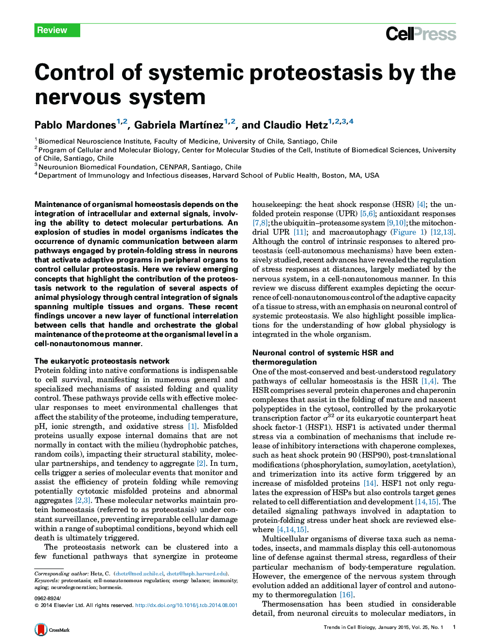 Control of systemic proteostasis by the nervous system