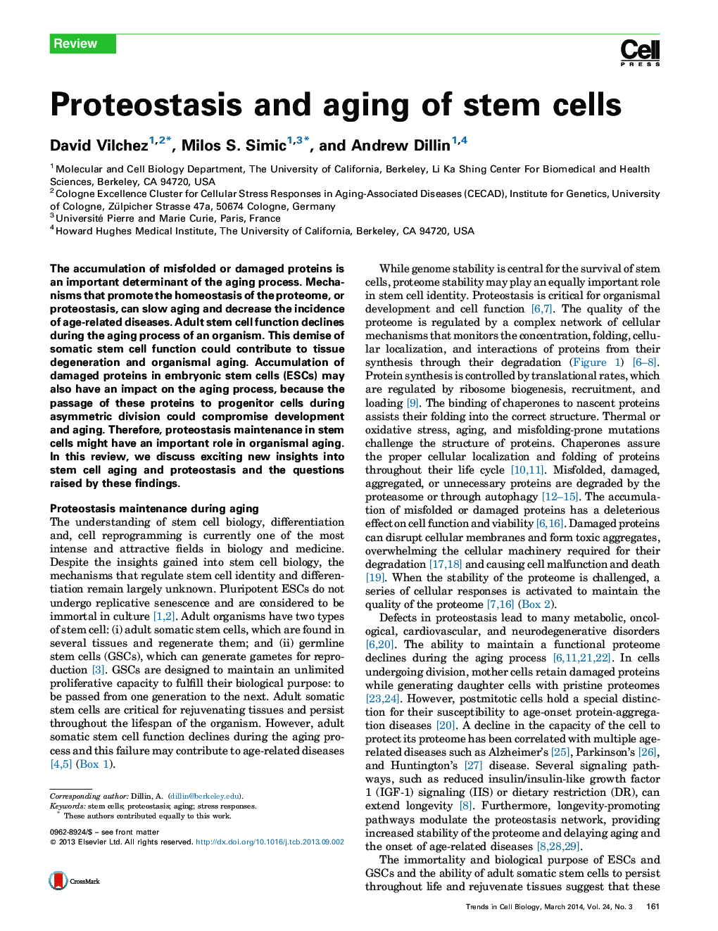 Proteostasis and aging of stem cells