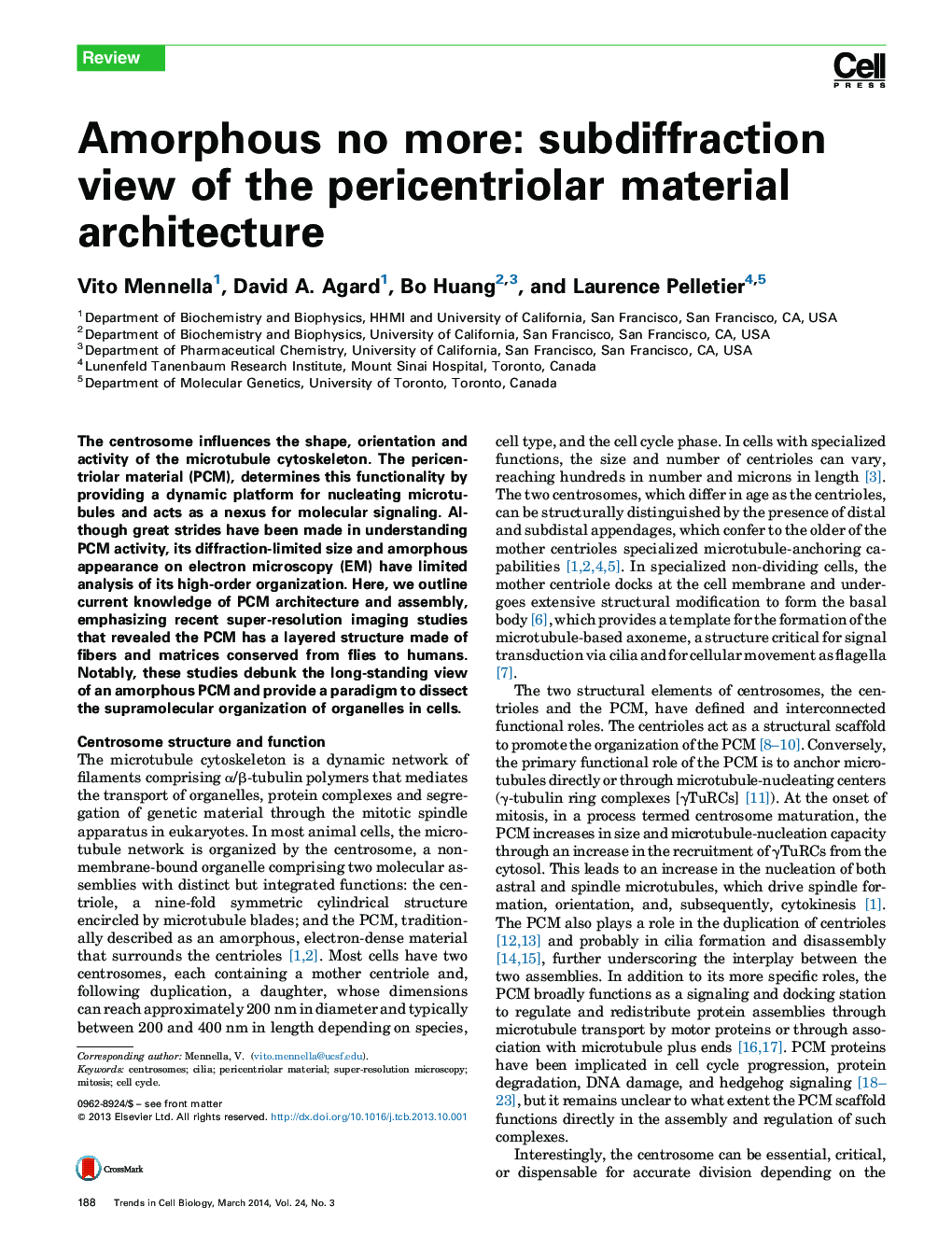 Amorphous no more: subdiffraction view of the pericentriolar material architecture