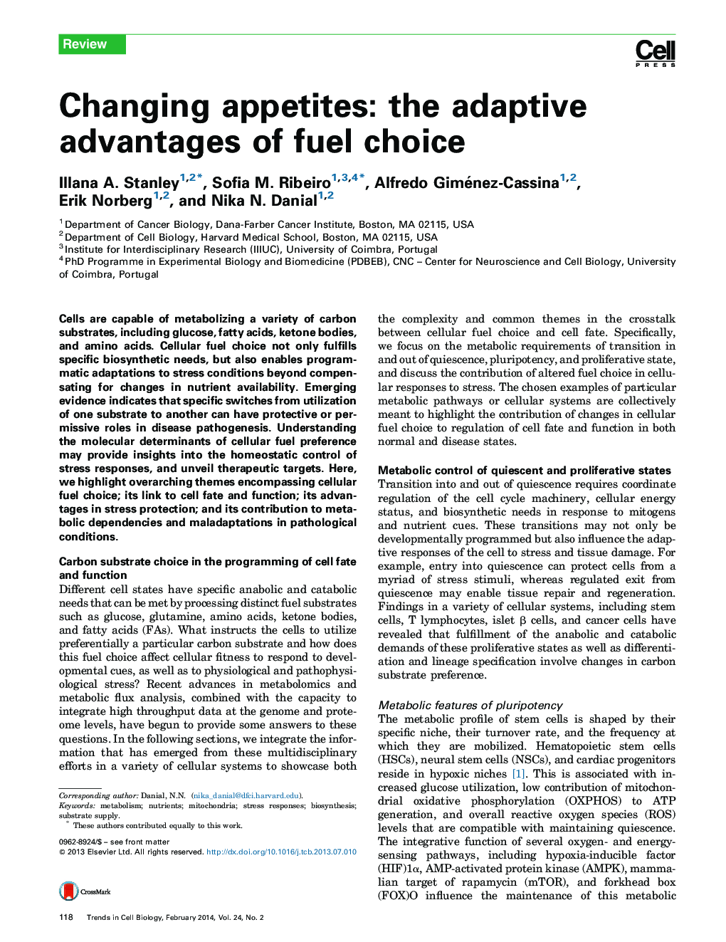 Changing appetites: the adaptive advantages of fuel choice