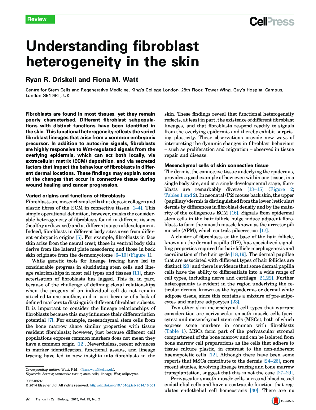 Understanding fibroblast heterogeneity in the skin