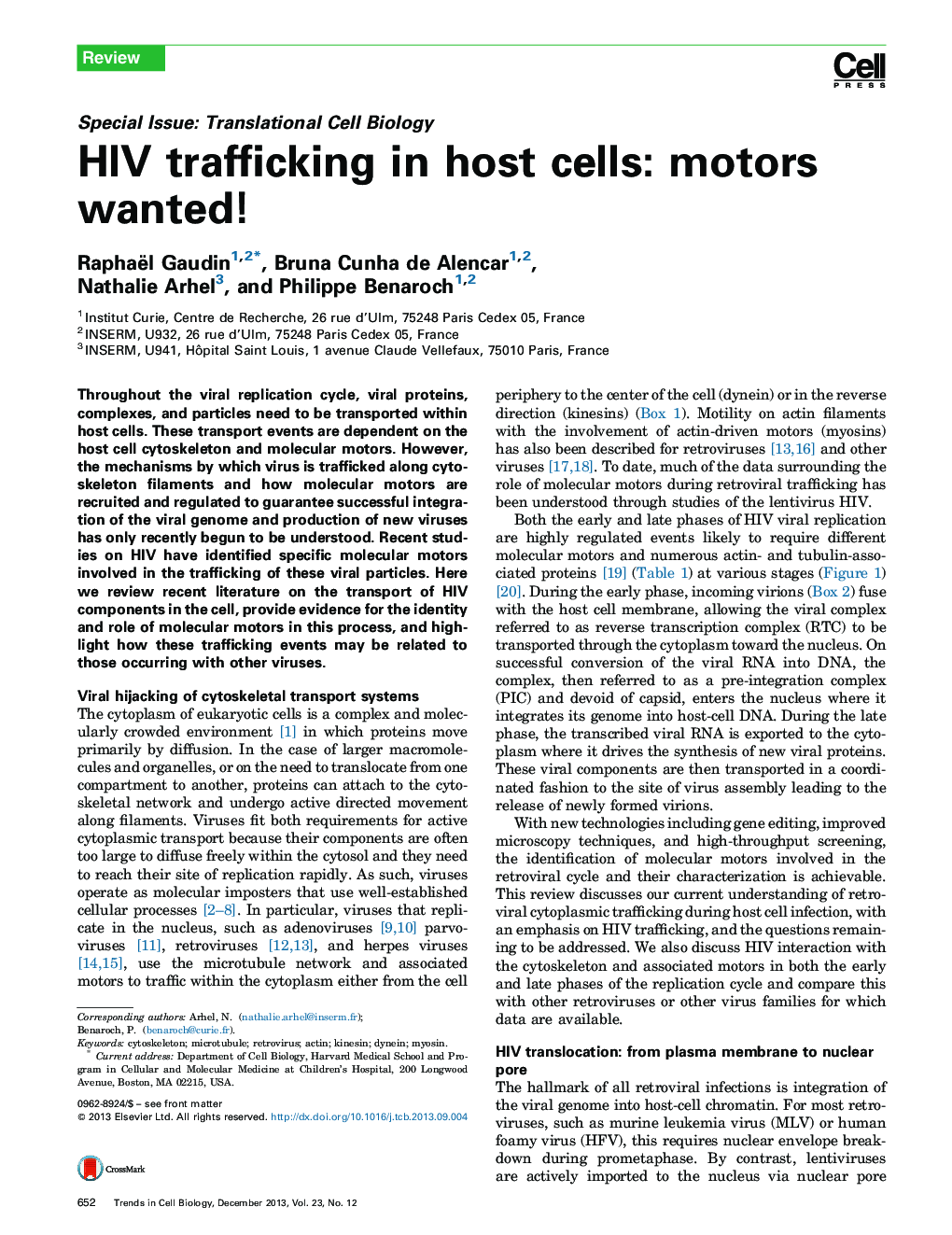 HIV trafficking in host cells: motors wanted!