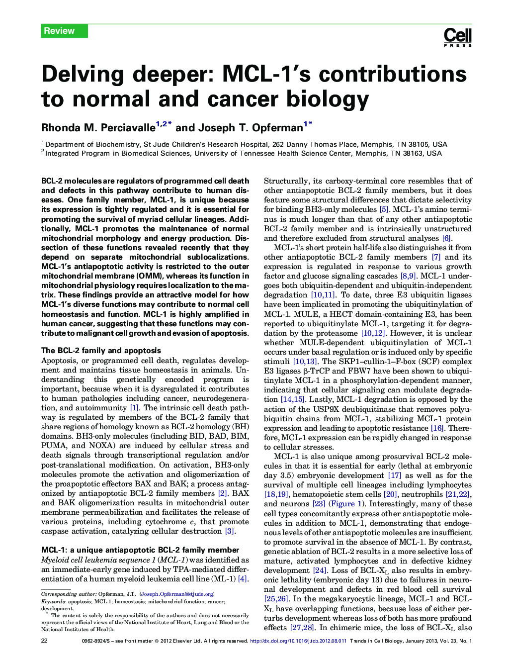 Delving deeper: MCL-1's contributions to normal and cancer biology