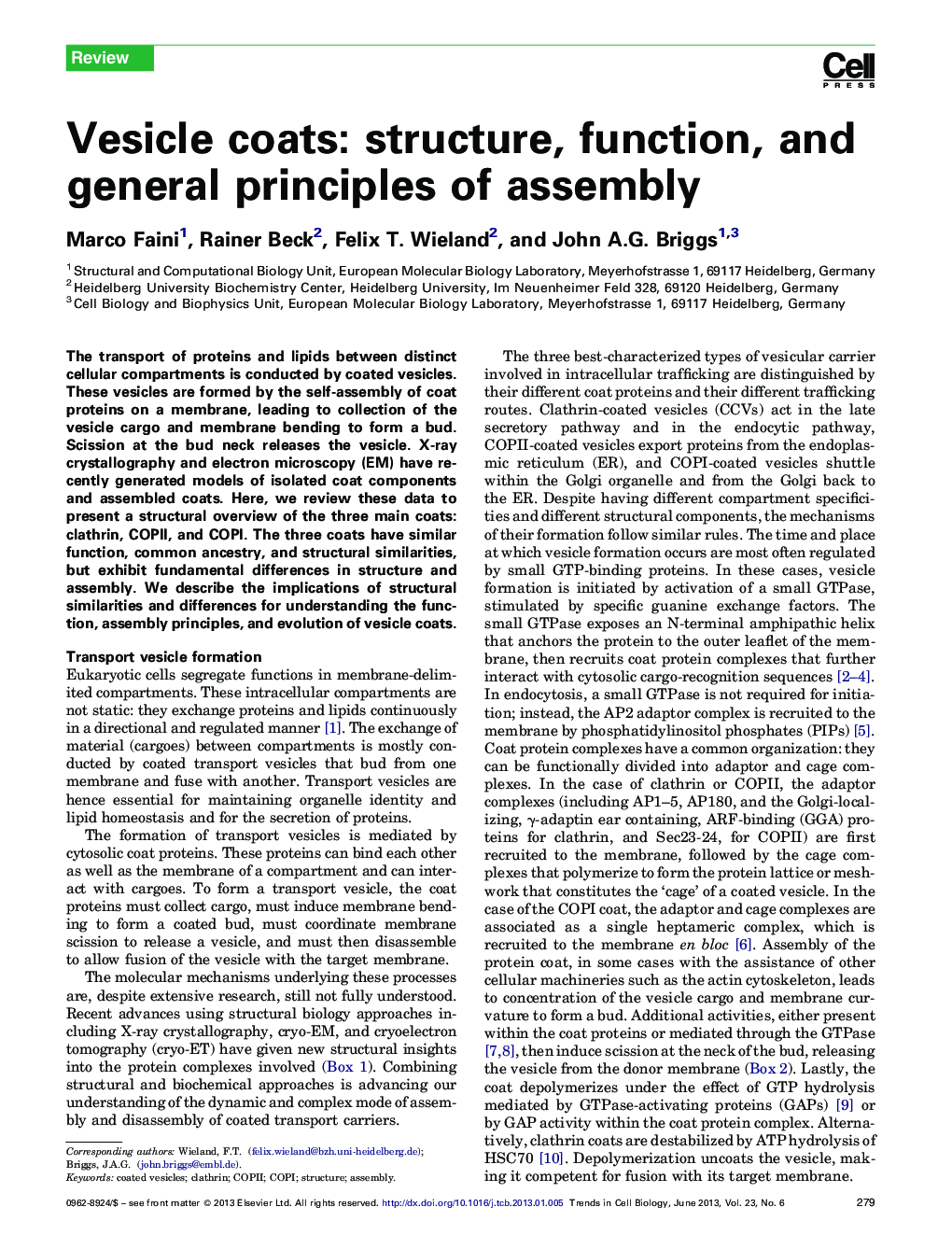 Vesicle coats: structure, function, and general principles of assembly