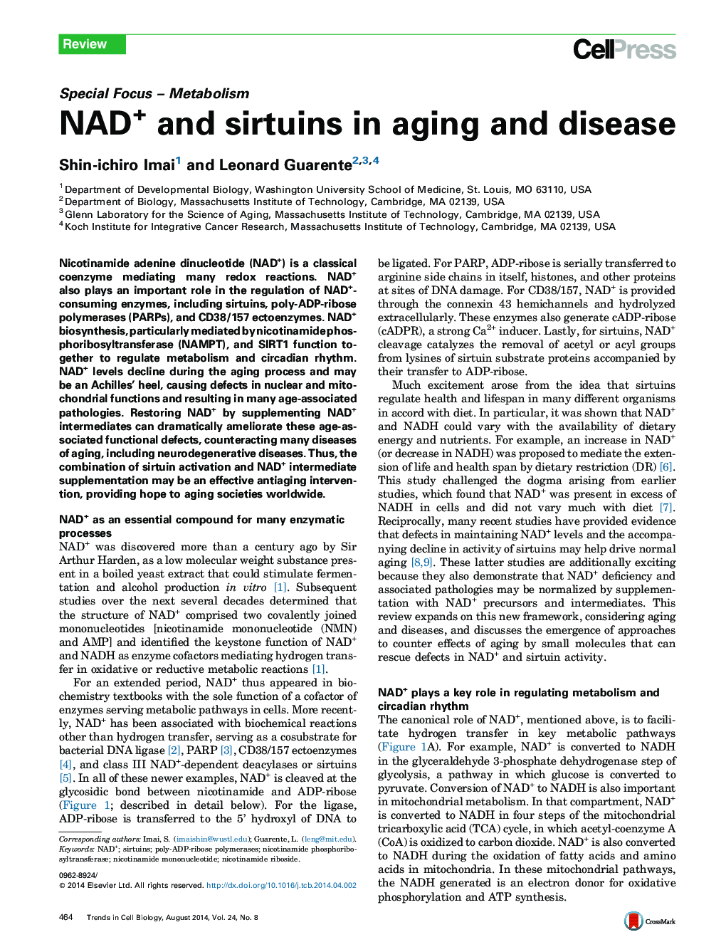 NAD+ and sirtuins in aging and disease