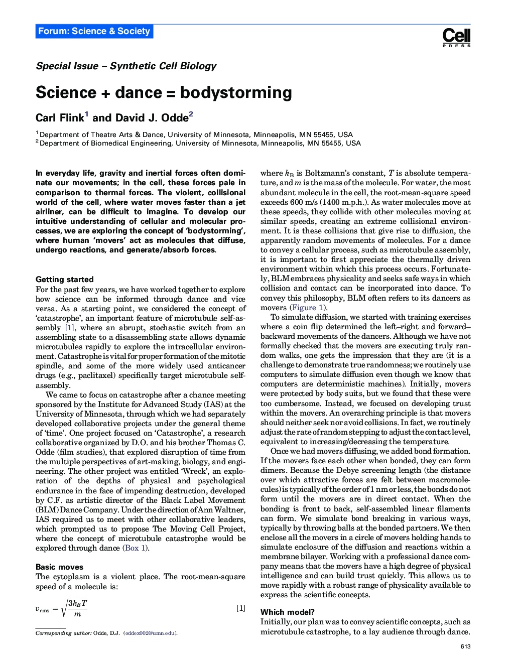 Science + dance = bodystorming