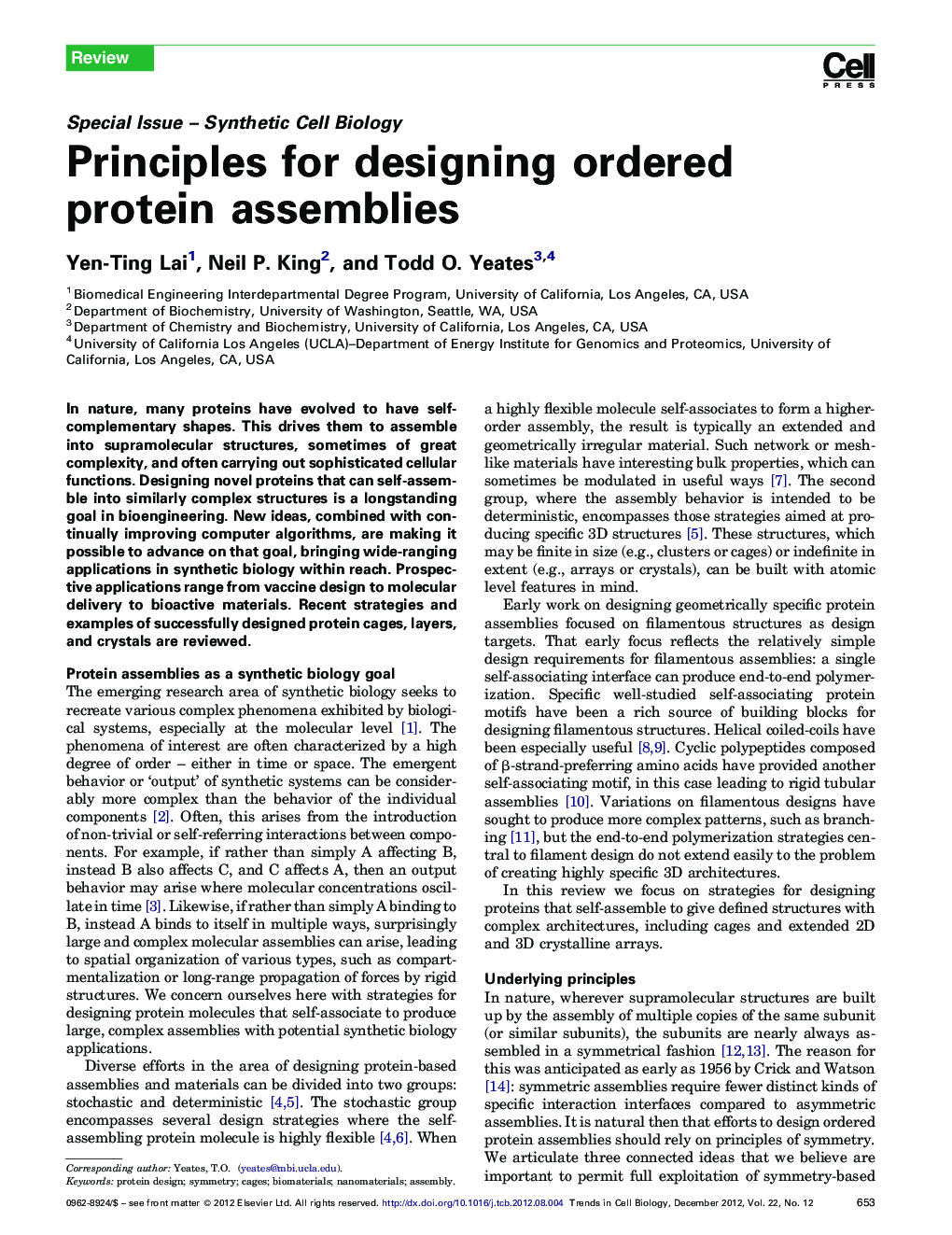 Principles for designing ordered protein assemblies