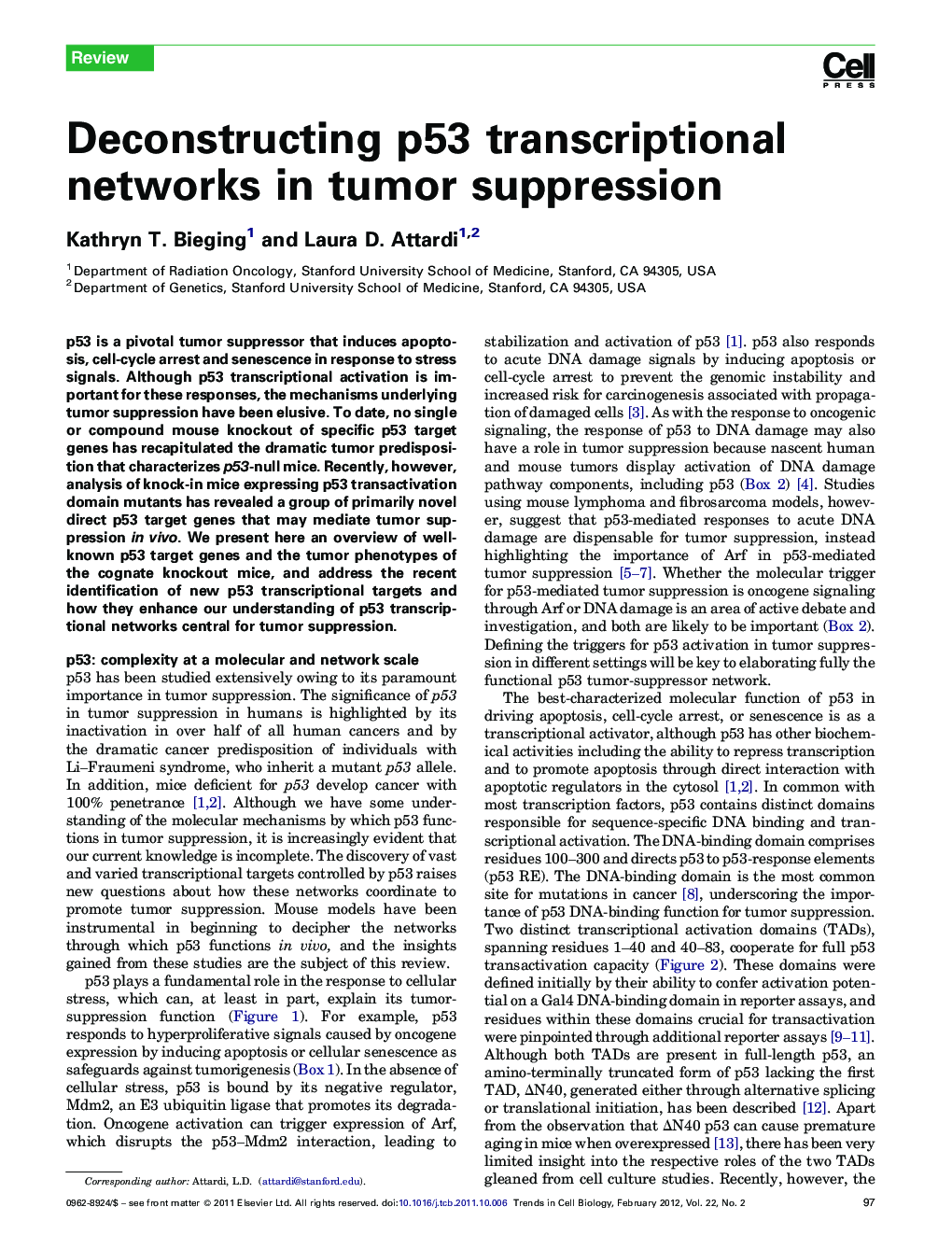 Deconstructing p53 transcriptional networks in tumor suppression