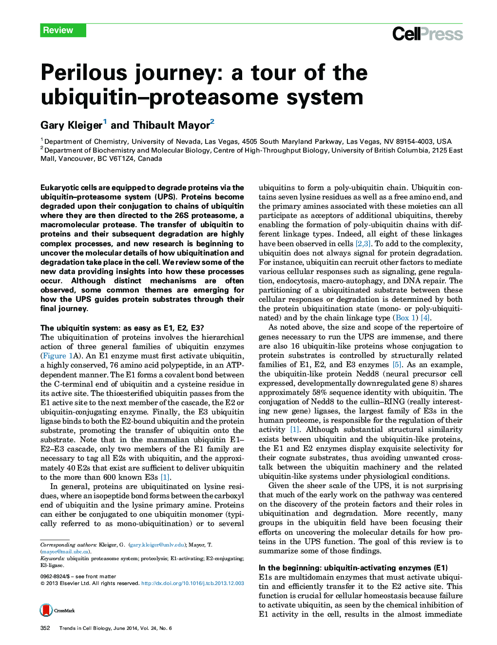 Perilous journey: a tour of the ubiquitin–proteasome system