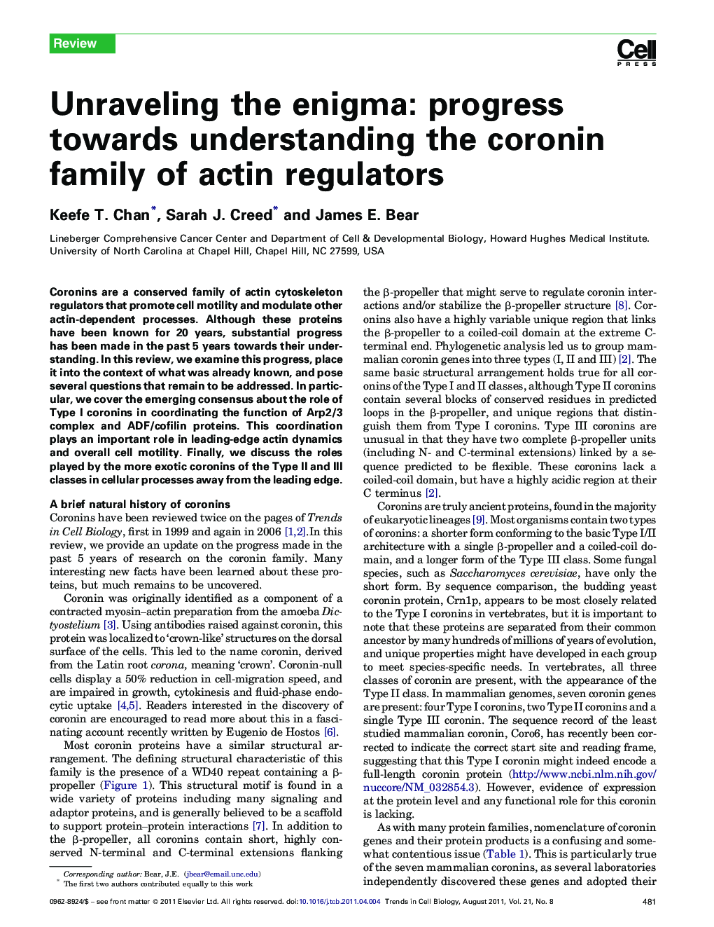 Unraveling the enigma: progress towards understanding the coronin family of actin regulators