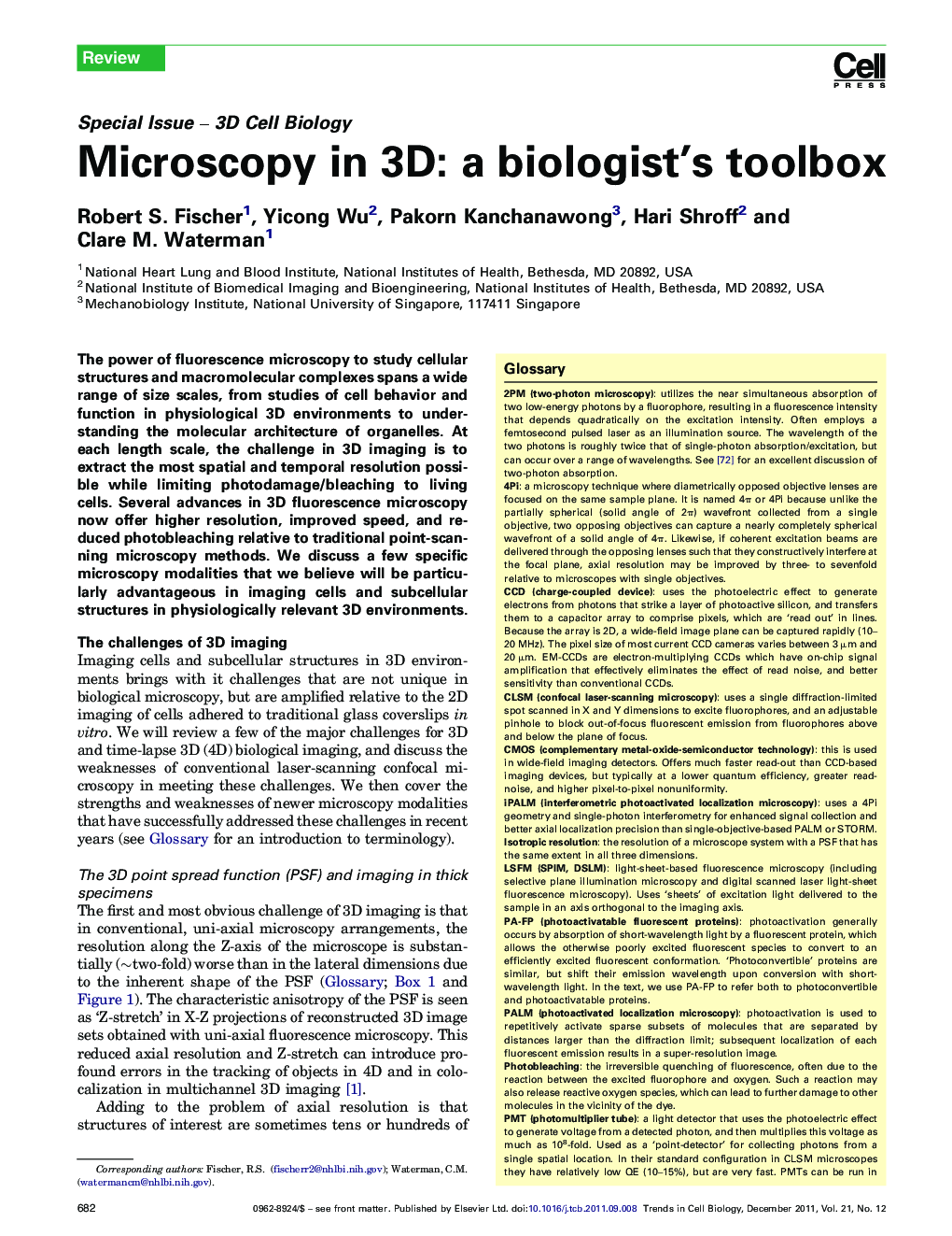 Microscopy in 3D: a biologist's toolbox