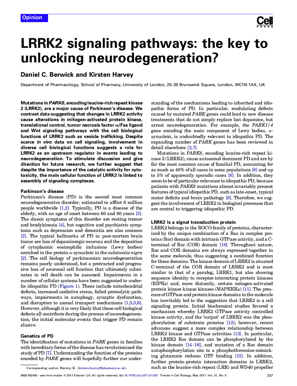 LRRK2 signaling pathways: the key to unlocking neurodegeneration?