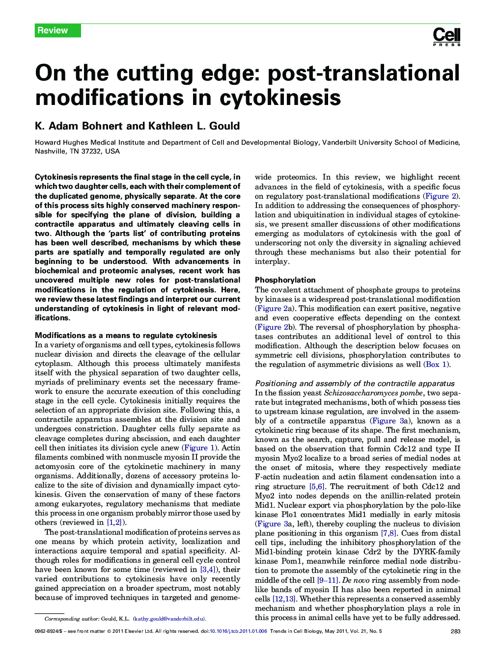 On the cutting edge: post-translational modifications in cytokinesis